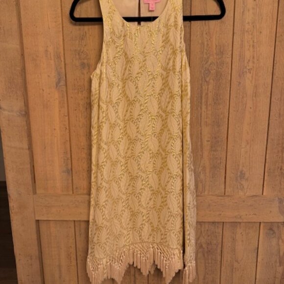 Lilly Pulitzer Gold Dress Shift Dress, XS - Picture 1 of 5